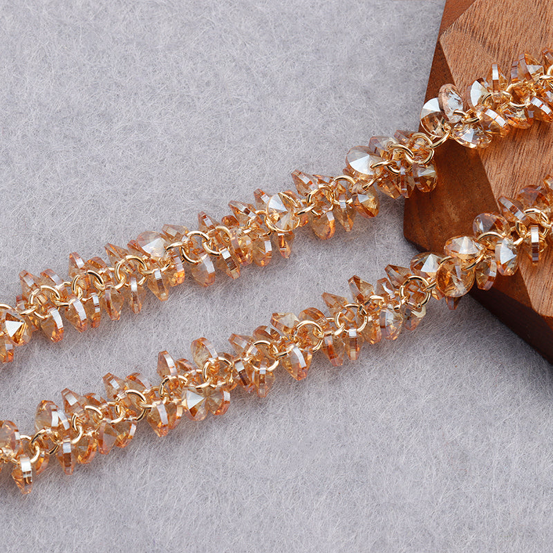GUFEATHER C158, chaîne en cristal à faire soi-même, pass REACH, sans nickel, plaqué or 18 carats, cuivre, breloque, collier bracelet à faire soi-même, fabrication de bijoux, 1 m/lot 
