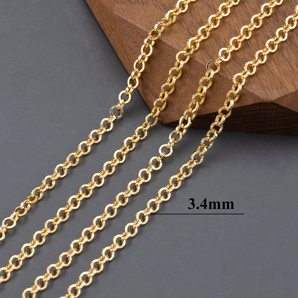 GUFEATHER C174, cadena diy, pass REACH, sin níquel, chapado en oro de 18 k, cobre, hecho a mano, fabricación de joyas, collar de pulsera diy, 3 m/lote 