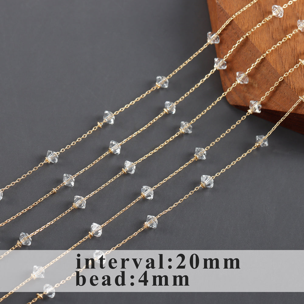 GUFEATHER C221, cadena diy, pass REACH, sin níquel, chapado en oro de 18 k, cobre, cristal, dije, collar de pulsera diy, fabricación de joyas, 1 m/lote 