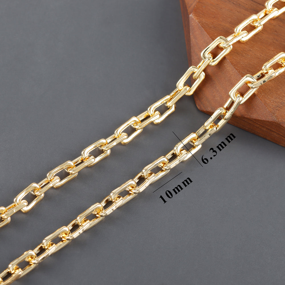 GUFEATHER C265, chaîne de bricolage, plaqué rhodium or 18 carats, métal cuivré, pass REACH, sans nickel, collier de bracelet à bricoler soi-même, fabrication de bijoux, 1 m/lot 