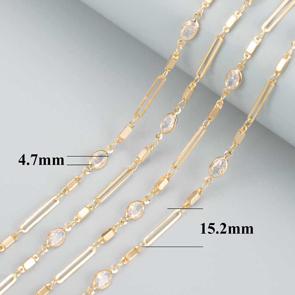 GUFEATHER C290, cadena diy, pass REACH, sin níquel, chapado en oro de 18k, metal de cobre, circonitas, fabricación de joyas, collar de pulsera diy, 1 m/lote 