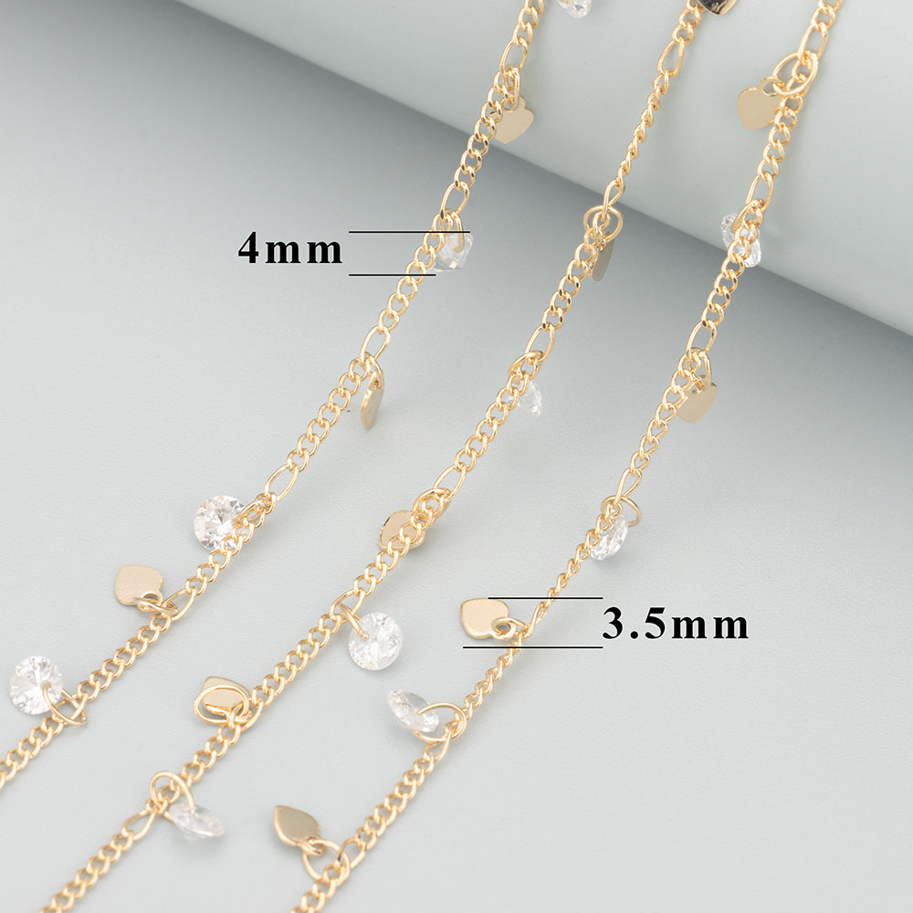 GUFEATHER C67,jewelry accessories,diy chain necklace,18k gold plated,copper,zircons,pass REACH,nickel free,jewelry making,1m/lot