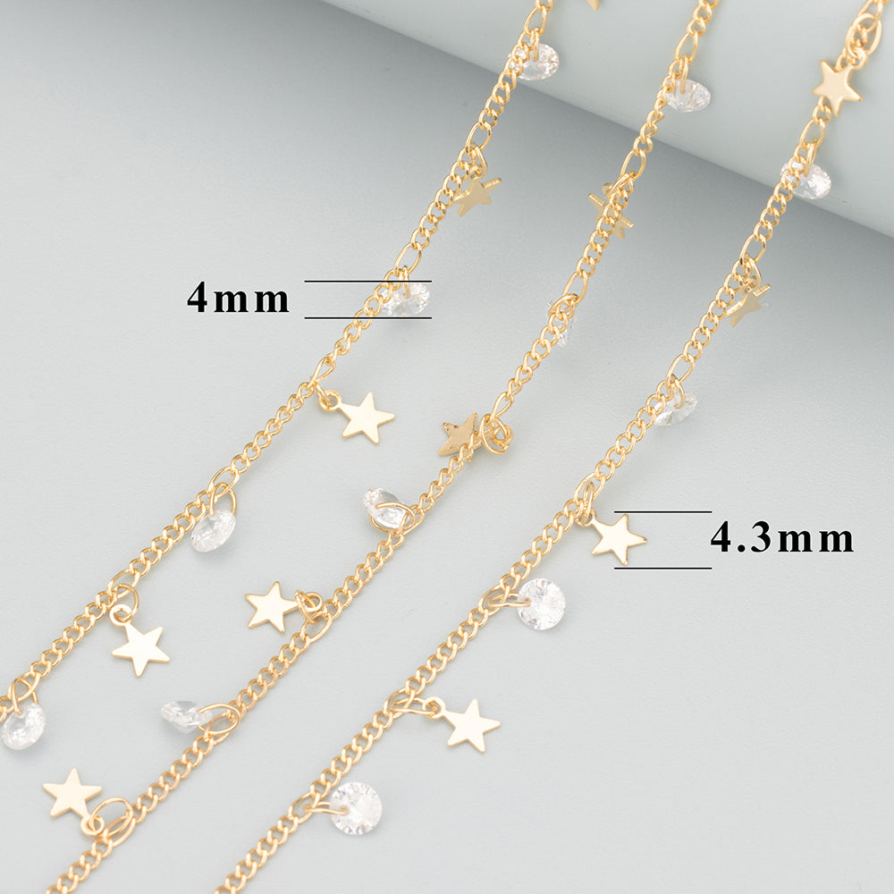 GUFEATHER C67,jewelry accessories,diy chain necklace,18k gold plated,copper,zircons,pass REACH,nickel free,jewelry making,1m/lot