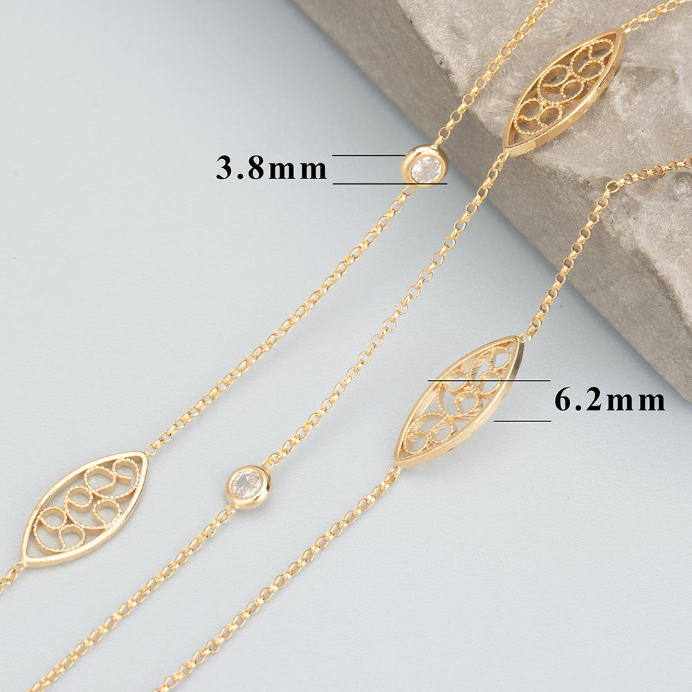 GUFEATHER C74,jewelry accessories,diy chain necklace,pass REACH,nickel free,18k gold plated,copper,zircons,jewelry making,1m/lot