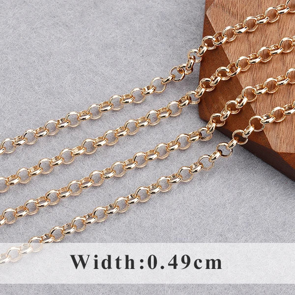 GUFEATHER C174, cadena diy, pass REACH, sin níquel, chapado en oro de 18 k, cobre, hecho a mano, fabricación de joyas, collar de pulsera diy, 3 m/lote 