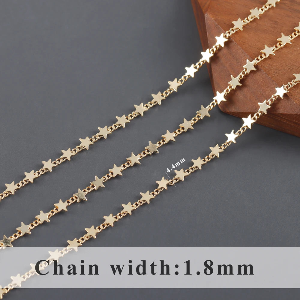 GUFEATHER C231,chain,18k gold plated,copper,pass REACH,nickel free,star moon chain,diy bracelet necklace,jewelry making,1m/lot