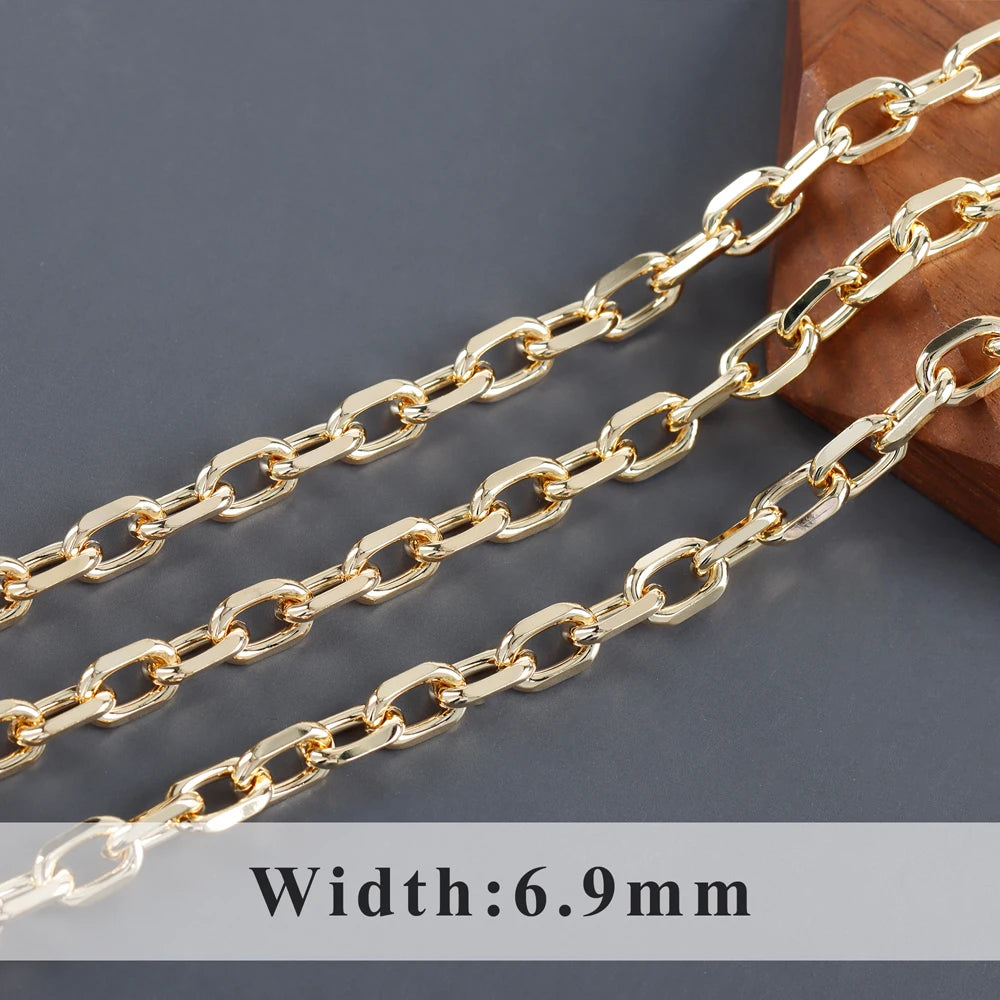 GUFEATHER C219, chaîne de bricolage, pass REACH, sans nickel, plaqué rhodium or 18 carats, cuivre, breloque, collier de bracelet à bricoler soi-même, fabrication de bijoux, 1 m/lot 