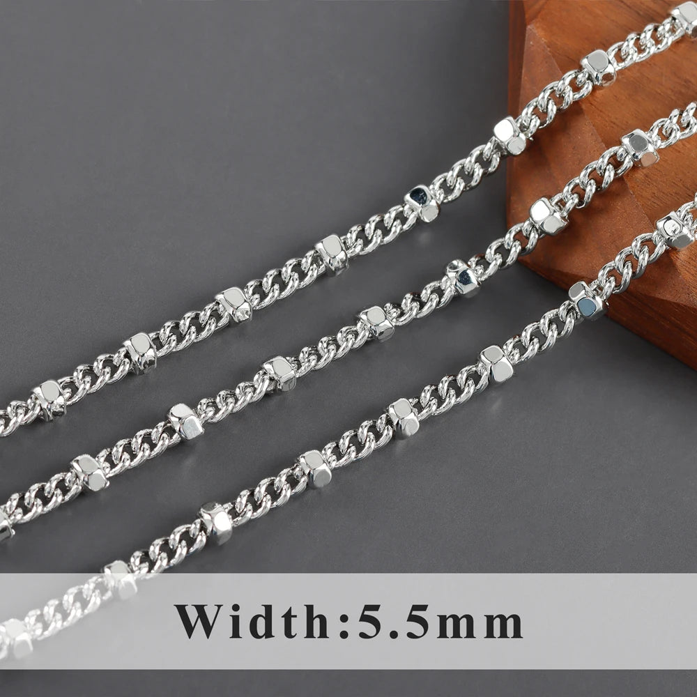 GUFEATHER C219, chaîne de bricolage, pass REACH, sans nickel, plaqué rhodium or 18 carats, cuivre, breloque, collier de bracelet à bricoler soi-même, fabrication de bijoux, 1 m/lot 