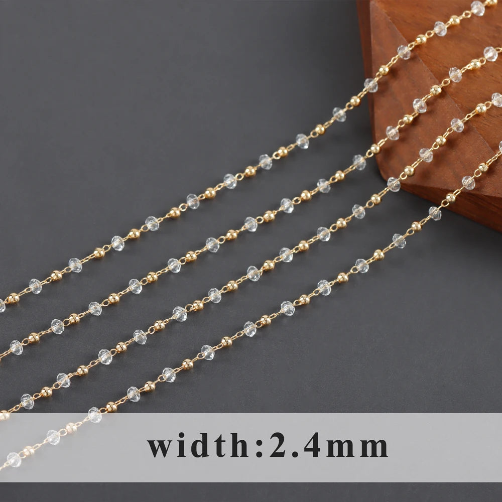 GUFEATHER C221, cadena diy, pass REACH, sin níquel, chapado en oro de 18 k, cobre, cristal, dije, collar de pulsera diy, fabricación de joyas, 1 m/lote 