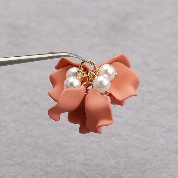 GUFEATHER M891,jewelry accessories,flower shape,copper metal,plastic pearl,resin,hand made,diy earrings,jewelry making,6pcs/lot