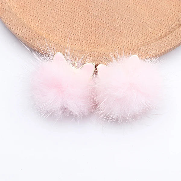 GUFEATHER M567,Cat pendant,jewelry accessories,real fur mink,fluffy ball,hand made,diy earrings pendant,jewelry making,10pcs/lot