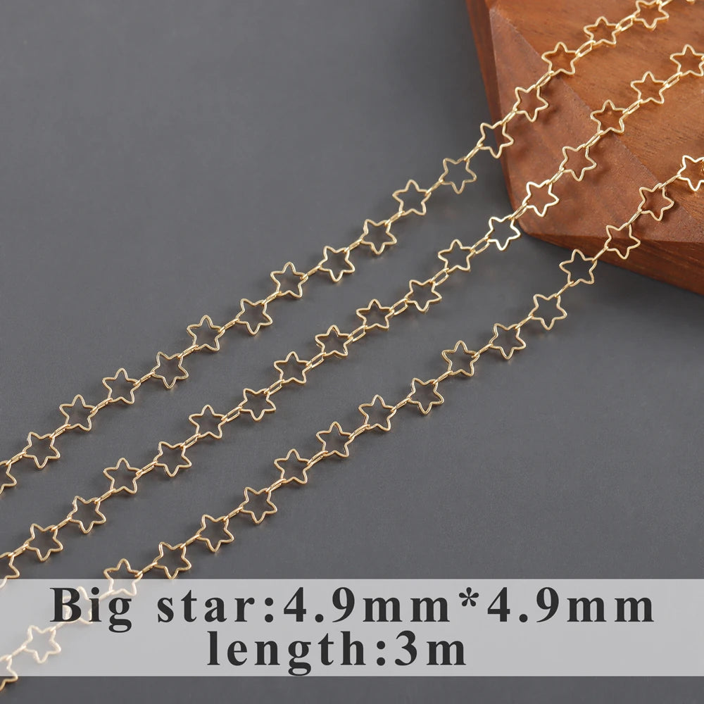 GUFEATHER C231,chain,18k gold plated,copper,pass REACH,nickel free,star moon chain,diy bracelet necklace,jewelry making,1m/lot