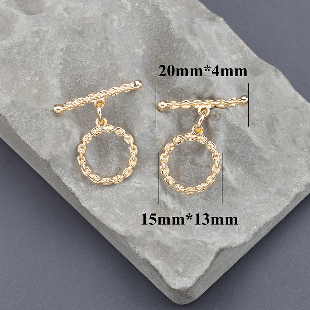 GUFEATHER M865, accesorios de joyería, sin níquel, chapado en oro de 18 k, gancho conector, cierre ot, cobre, accesorios para hacer joyas, 10 unids/lote 