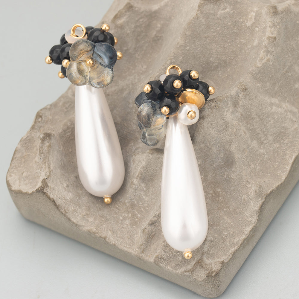 GUFEATHER MD50, accesorios de joyería, piedra natural, perlas de plástico, chapado en oro de 18 k, hecho a mano, fabricación de joyas, colgantes diy, 4 unids/lote 