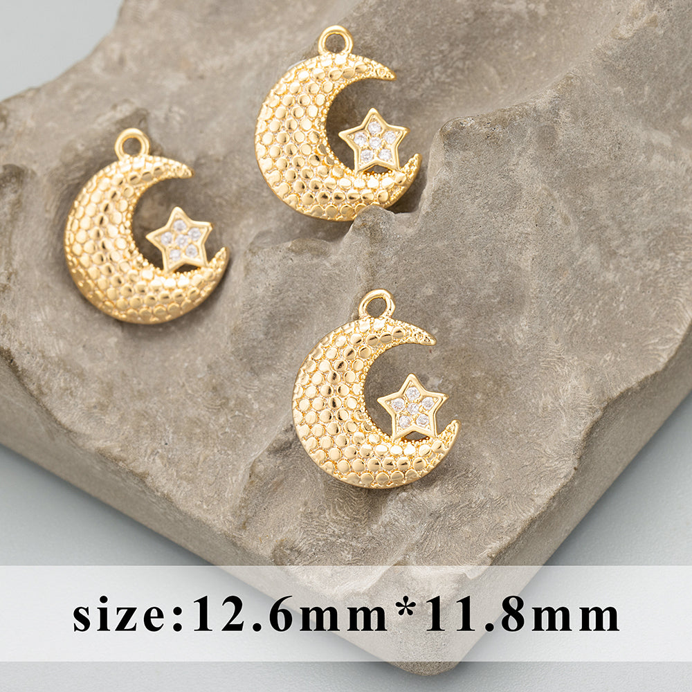 GUFEATHER ME04, accessoires de bijoux, plaqué rhodium or 18k, cuivre, zircons, fait à la main, breloques, fabrication de bijoux, pendentifs diy, 6 pièces/lot 