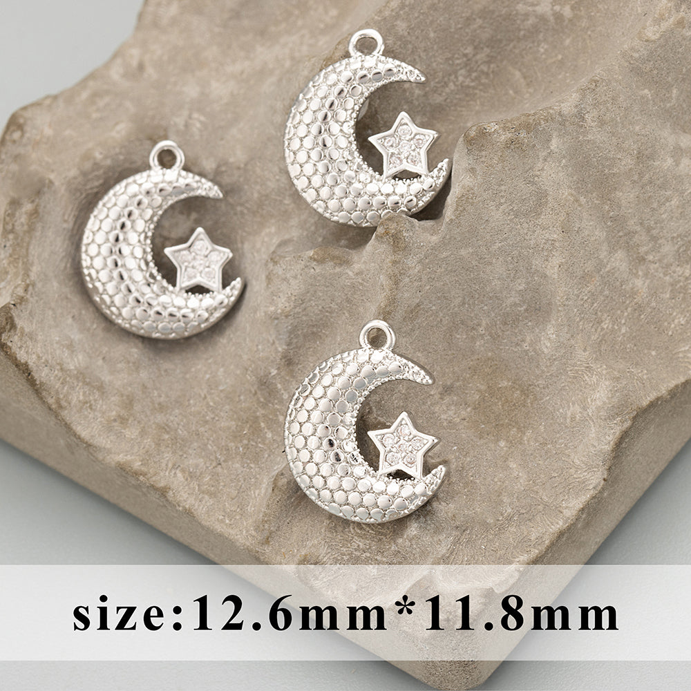 GUFEATHER ME04, accessoires de bijoux, plaqué rhodium or 18k, cuivre, zircons, fait à la main, breloques, fabrication de bijoux, pendentifs diy, 6 pièces/lot 