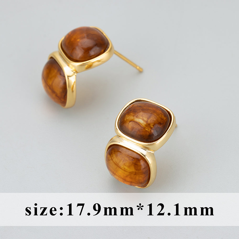 GUFEATHER ME31,vintage,earrings for women,18k gold plated,resin,new style,hoop ear buckle,drop earrings,fashion jewelry,4pcs/lot