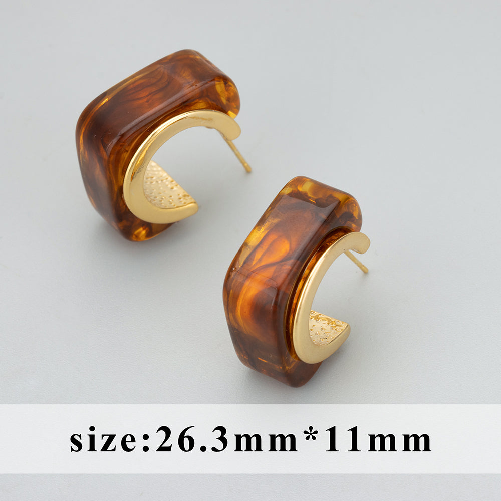 GUFEATHER ME31,vintage,earrings for women,18k gold plated,resin,new style,hoop ear buckle,drop earrings,fashion jewelry,4pcs/lot