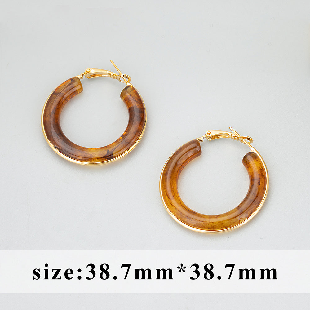 GUFEATHER ME31,vintage,earrings for women,18k gold plated,resin,new style,hoop ear buckle,drop earrings,fashion jewelry,4pcs/lot