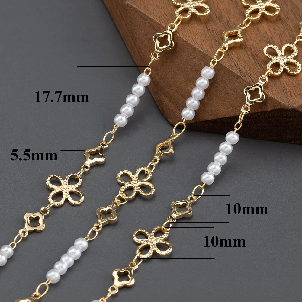 GUFEATHER C281, cadena diy, pass REACH, sin níquel, chapado en oro de 18 k, cobre, perla de plástico, collar de pulsera diy, fabricación de joyas, 1 m/lote 