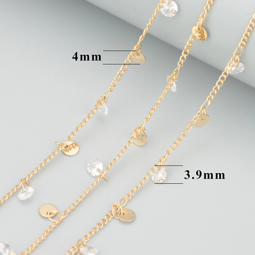 GUFEATHER C67,jewelry accessories,diy chain necklace,18k gold plated,copper,zircons,pass REACH,nickel free,jewelry making,1m/lot