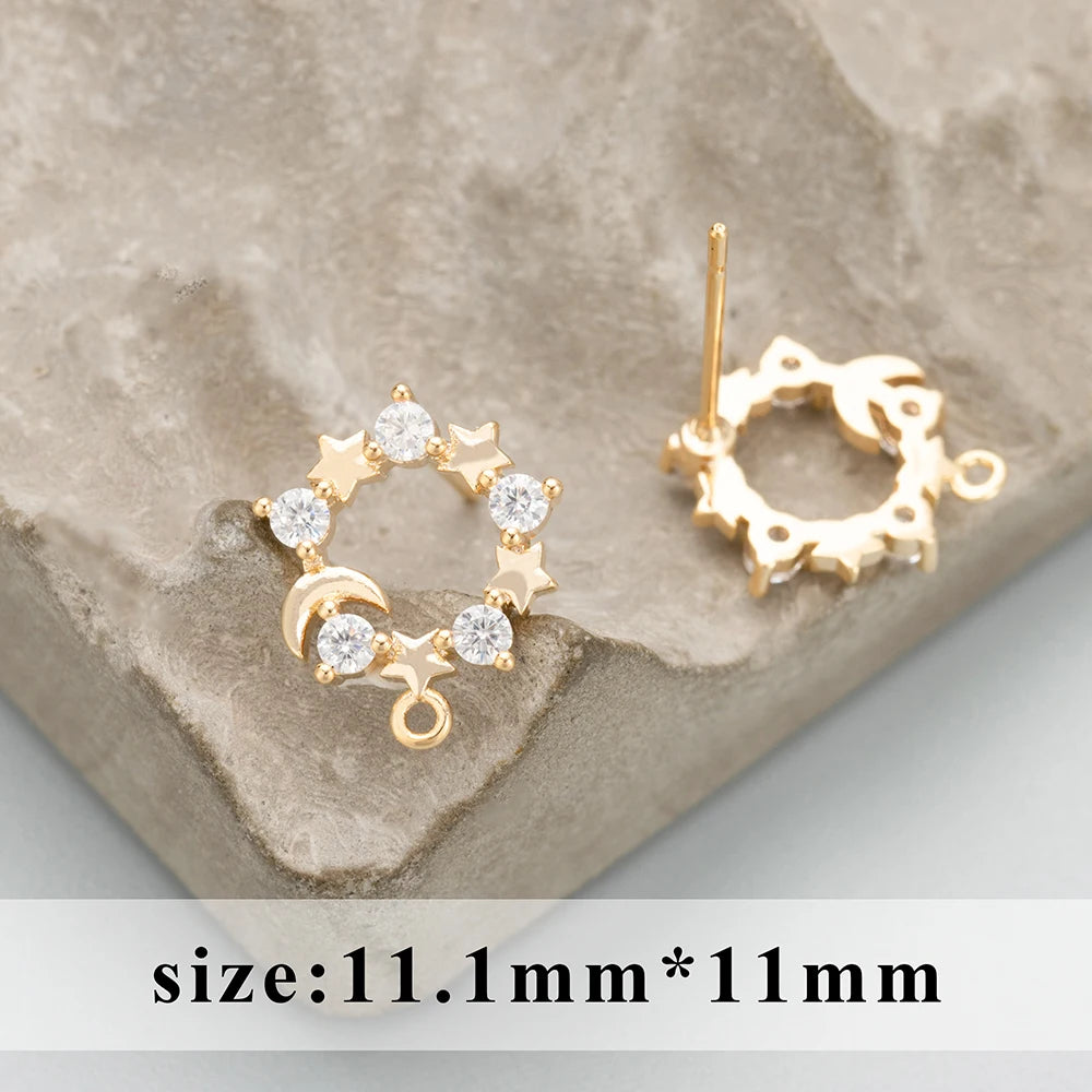 GUFEATHER MC51,jewelry accessories,18k gold plated,copper,zircons,hand made,charms,jewelry making findings,diy earrings,6pcs/lot