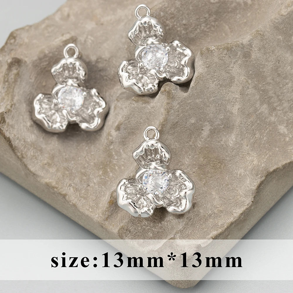 GUFEATHER ME04, accessoires de bijoux, plaqué rhodium or 18k, cuivre, zircons, fait à la main, breloques, fabrication de bijoux, pendentifs diy, 6 pièces/lot 