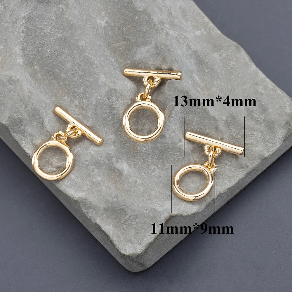 GUFEATHER M865, accesorios de joyería, sin níquel, chapado en oro de 18 k, gancho conector, cierre ot, cobre, accesorios para hacer joyas, 10 unids/lote 