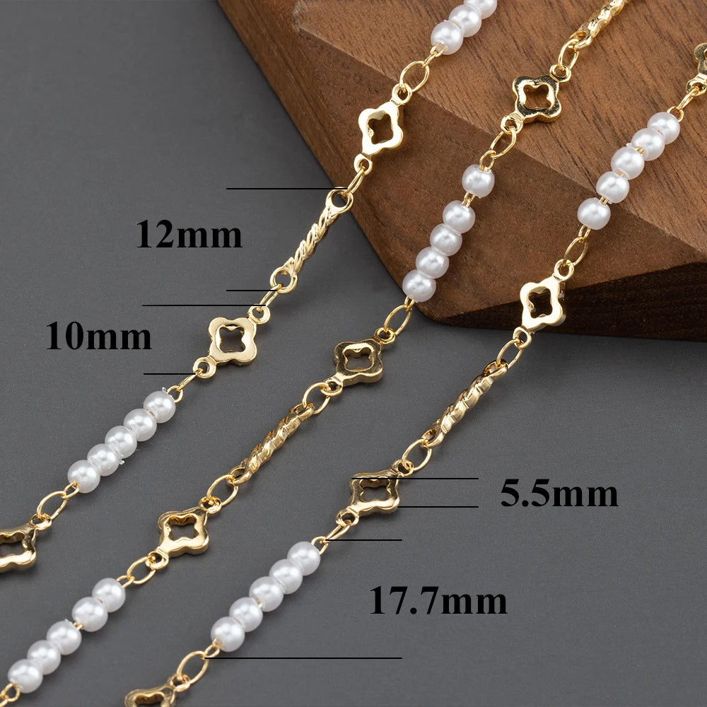 GUFEATHER C281, cadena diy, pass REACH, sin níquel, chapado en oro de 18 k, cobre, perla de plástico, collar de pulsera diy, fabricación de joyas, 1 m/lote 