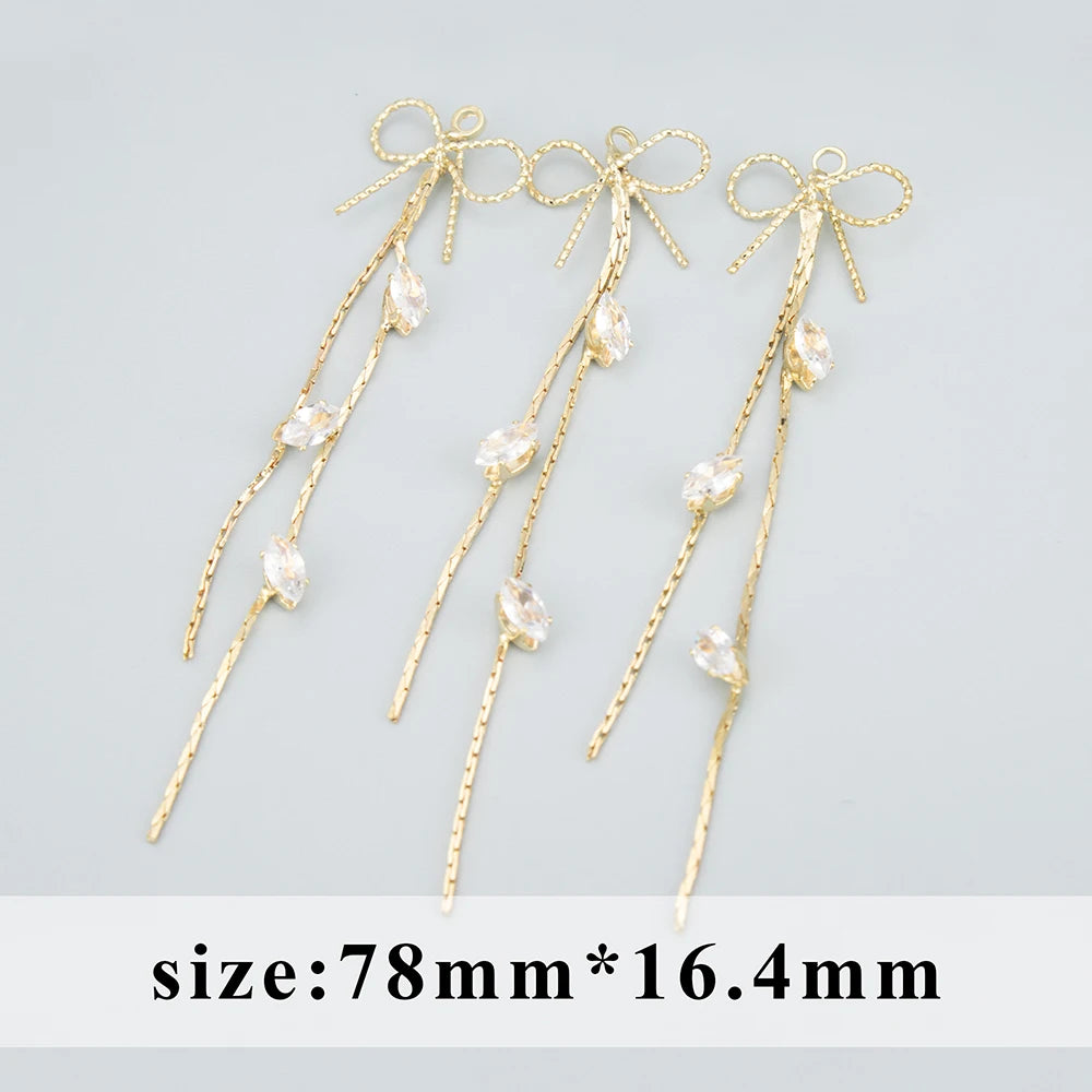 GUFEATHER M577, accesorios para fabricación de joyas, circonitas, oro chapado en cobre, alcance de paso, sin níquel, cadena coreana, pendientes diy, 10 unids/lote 