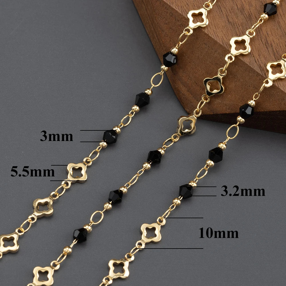 GUFEATHER C281, cadena diy, pass REACH, sin níquel, chapado en oro de 18 k, cobre, perla de plástico, collar de pulsera diy, fabricación de joyas, 1 m/lote 