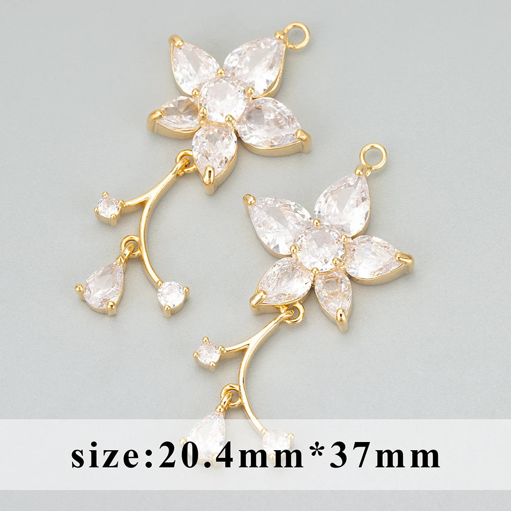 GUFEATHER ME18,jewelry accessories,18k gold rhodium plated,copper,zircons,hand made,charms,jewelry making,diy pendants,4pcs/lot