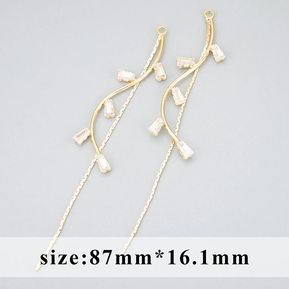 GUFEATHER M577, accesorios para fabricación de joyas, circonitas, oro chapado en cobre, alcance de paso, sin níquel, cadena coreana, pendientes diy, 10 unids/lote 