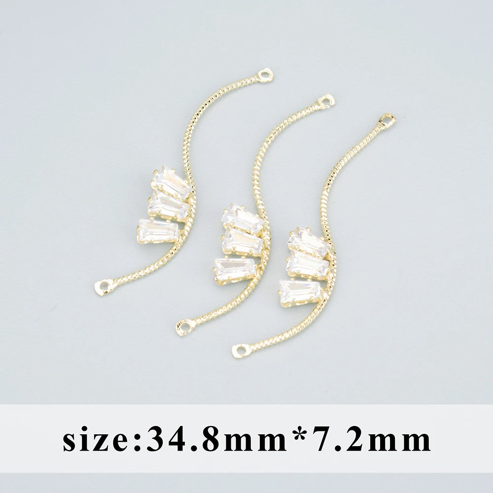 GUFEATHER M577, accesorios para fabricación de joyas, circonitas, oro chapado en cobre, alcance de paso, sin níquel, cadena coreana, pendientes diy, 10 unids/lote 