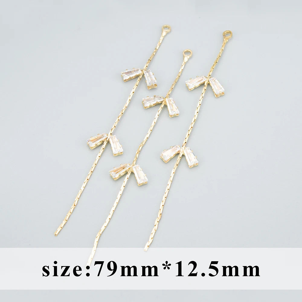 GUFEATHER M577, accesorios para fabricación de joyas, circonitas, oro chapado en cobre, alcance de paso, sin níquel, cadena coreana, pendientes diy, 10 unids/lote 