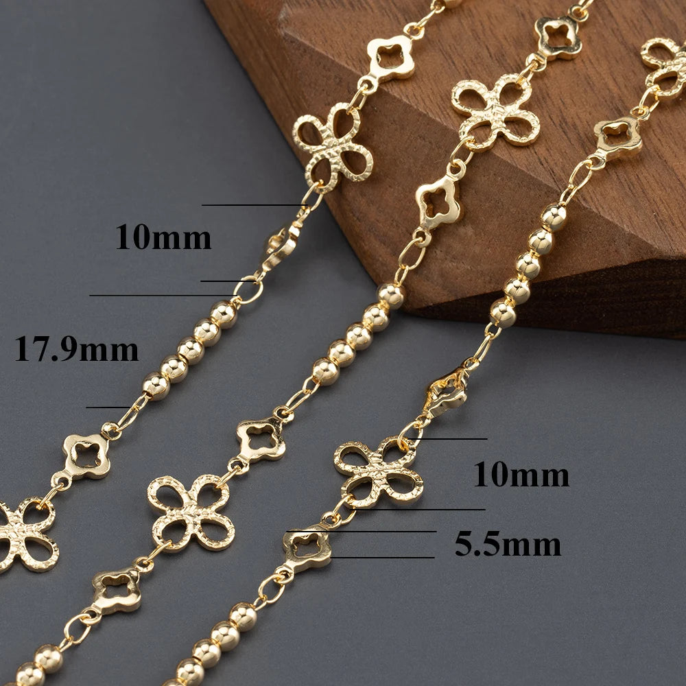 GUFEATHER C281, cadena diy, pass REACH, sin níquel, chapado en oro de 18 k, cobre, perla de plástico, collar de pulsera diy, fabricación de joyas, 1 m/lote 