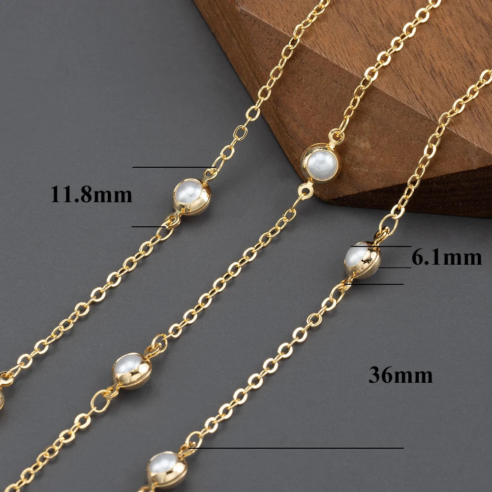 GUFEATHER C281, cadena diy, pass REACH, sin níquel, chapado en oro de 18 k, cobre, perla de plástico, collar de pulsera diy, fabricación de joyas, 1 m/lote 