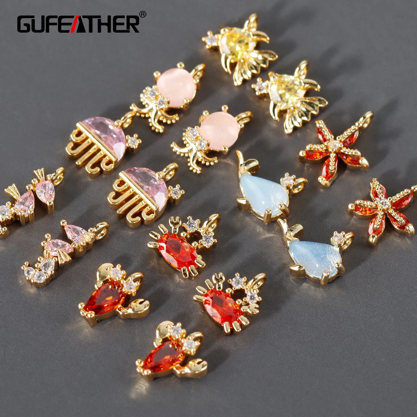 GUFEATHER M1004, accessoires de bijoux, pass REACH, sans nickel, plaqué or 18 carats, cuivre, zircons, fabrication de bijoux, pendentifs diy, 6 pièces/lot 