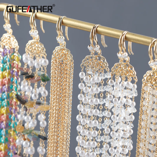 GUFEATHER M1076, bijoux fantaisie, chaîne d'oreille, pass REACH, sans nickel, plaqué or 18 carats, cuivre, zircons, boucle d'oreille pour cadeau femme, 1 paire/lot 