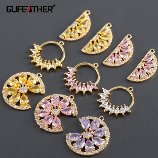 GUFEATHER M1036, accesorios de joyería, pass REACH, sin níquel, chapado en oro de 18 k, cobre, circonitas, fabricación de joyas, pendientes diy, 6 unids/lote 