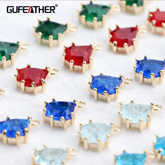 GUFEATHER M526, accessoires de bijoux, plaqué or 18 carats, pass REACH, sans nickel, pendentif en zircon bricolage, boucle d'oreille bricolage, fabrication de bijoux, 6 pièces/lot 