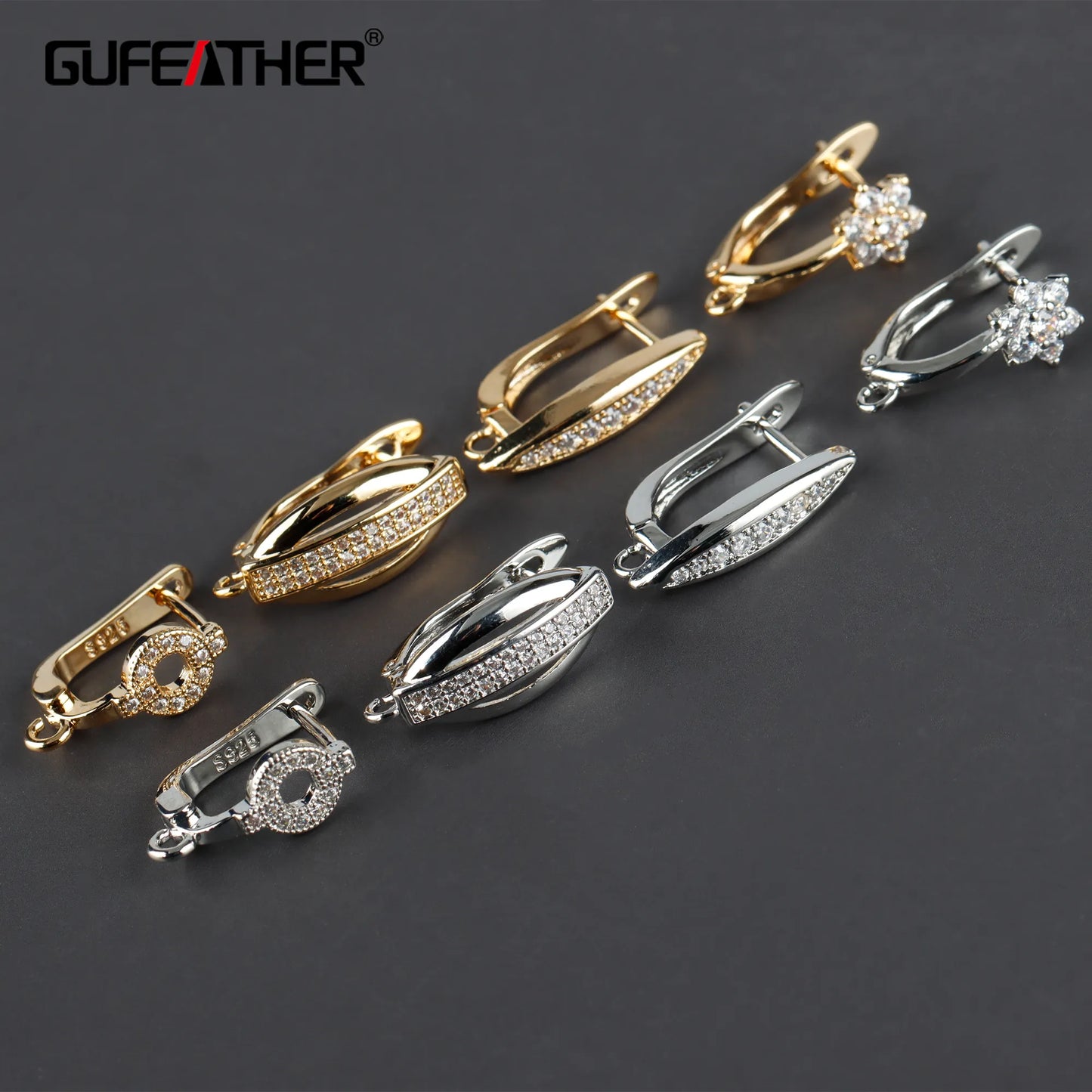 GUFEATHER M858, accesorios de joyería, pass REACH, sin níquel, chapado en rodio de oro de 18 k, cobre, cierre de gancho, fabricación de joyas, 10 unids/lote 