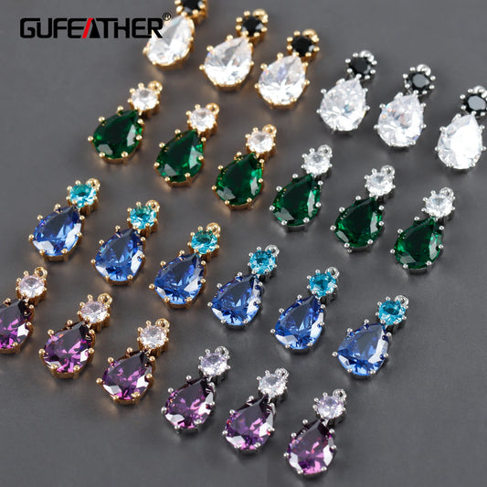 GUFEATHER M1103, accessoires de bijoux, plaqué rhodium or 18k, cuivre, zircon, pass REACH, sans nickel, bijoux pendentif bricolage, 10 pièces/lot 