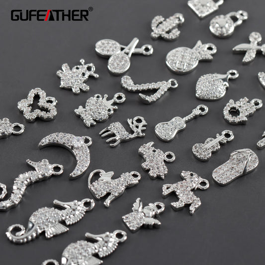 GUFEATHER M1003,jewelry accessories,pass REACH,nickel free,rhodium plated,copper,diy pendants,zircons,jewelry making,10pcs/lot