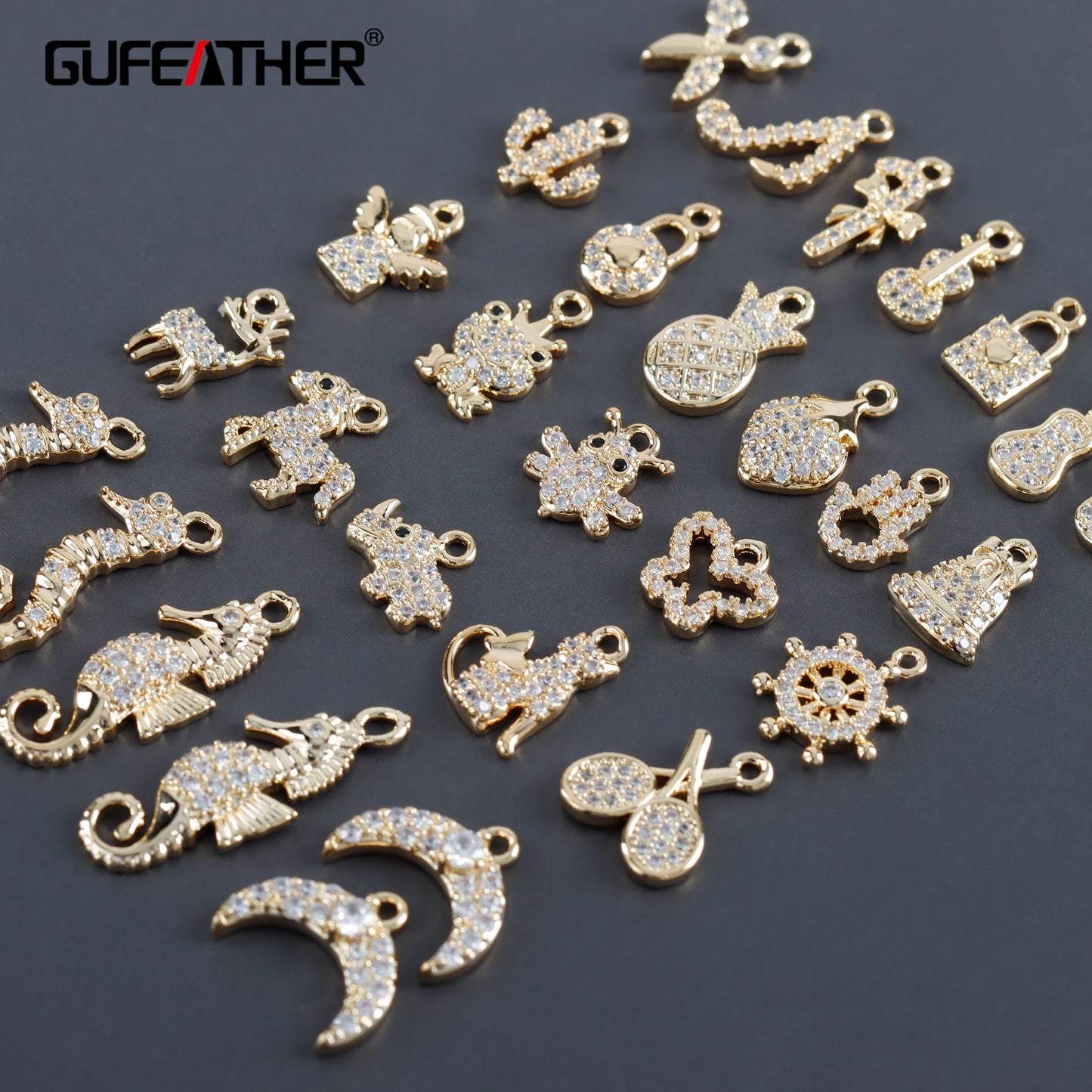 GUFEATHER M1001,jewelry accessories,pass REACH,nickel free,18k gold plated,copper,zircons,diy pendants,jewelry making,10pcs/lot