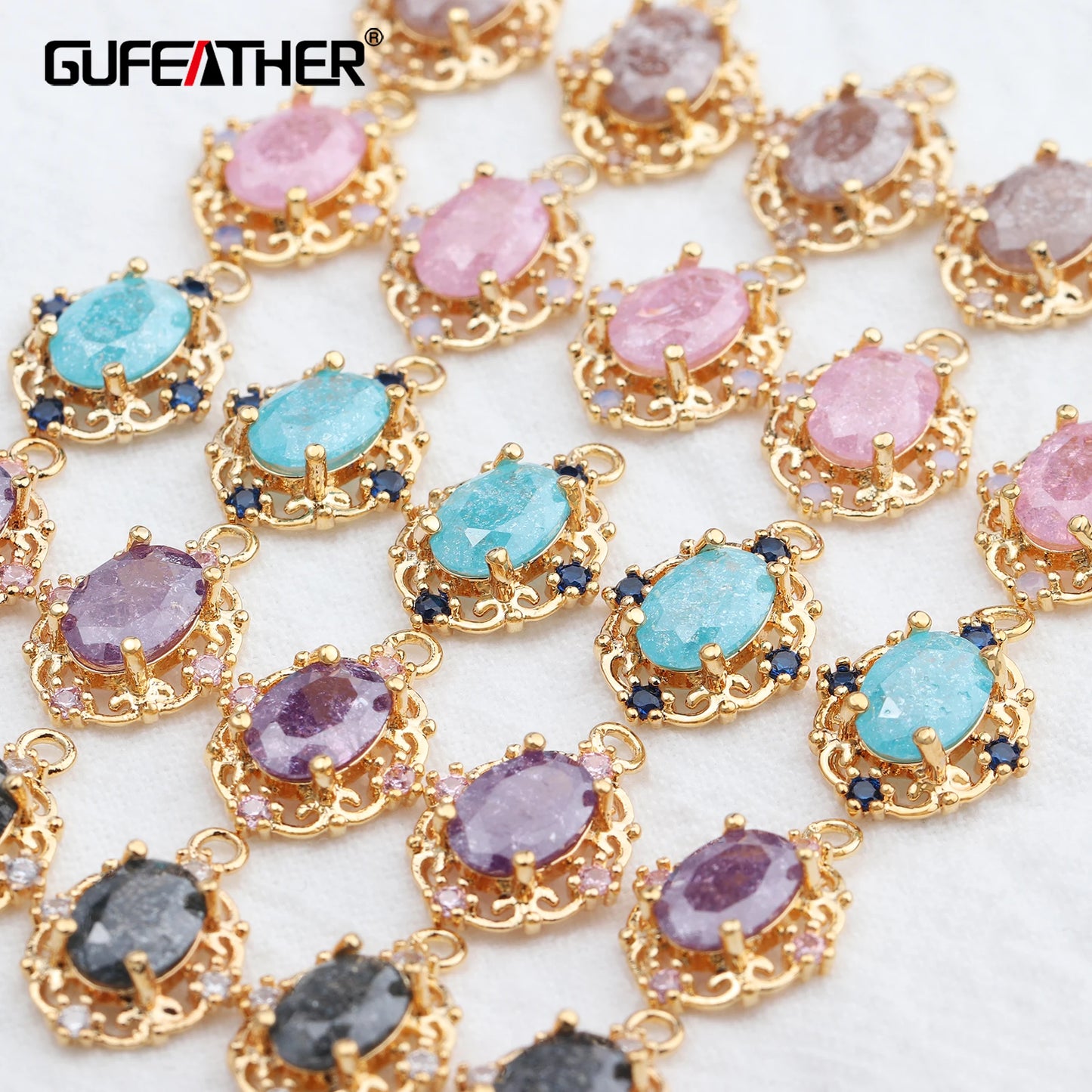 GUFEATHER M589,jewelry accessories,pass REACH,nickel free,18k gold plated,zircon pendant,diy earrings,jewelry making,6pcs/lot