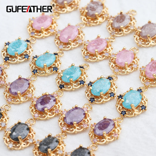 GUFEATHER M589, accessoires de bijoux, pass REACH, sans nickel, plaqué or 18 carats, pendentif en zircon, boucles d'oreilles à faire soi-même, fabrication de bijoux, 6 pièces/lot 