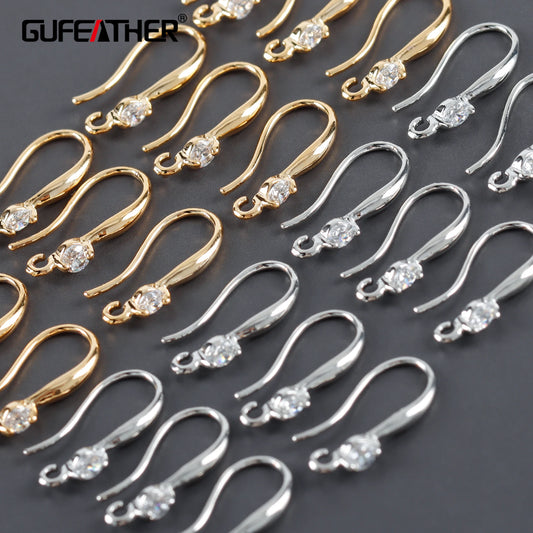 GUFEATHER M1071, accessoires de bijoux, pass REACH, sans nickel, plaqué rhodium or 18 carats, cuivre, crochets fermoirs, fabrication de bijoux, 20 pièces/lot 