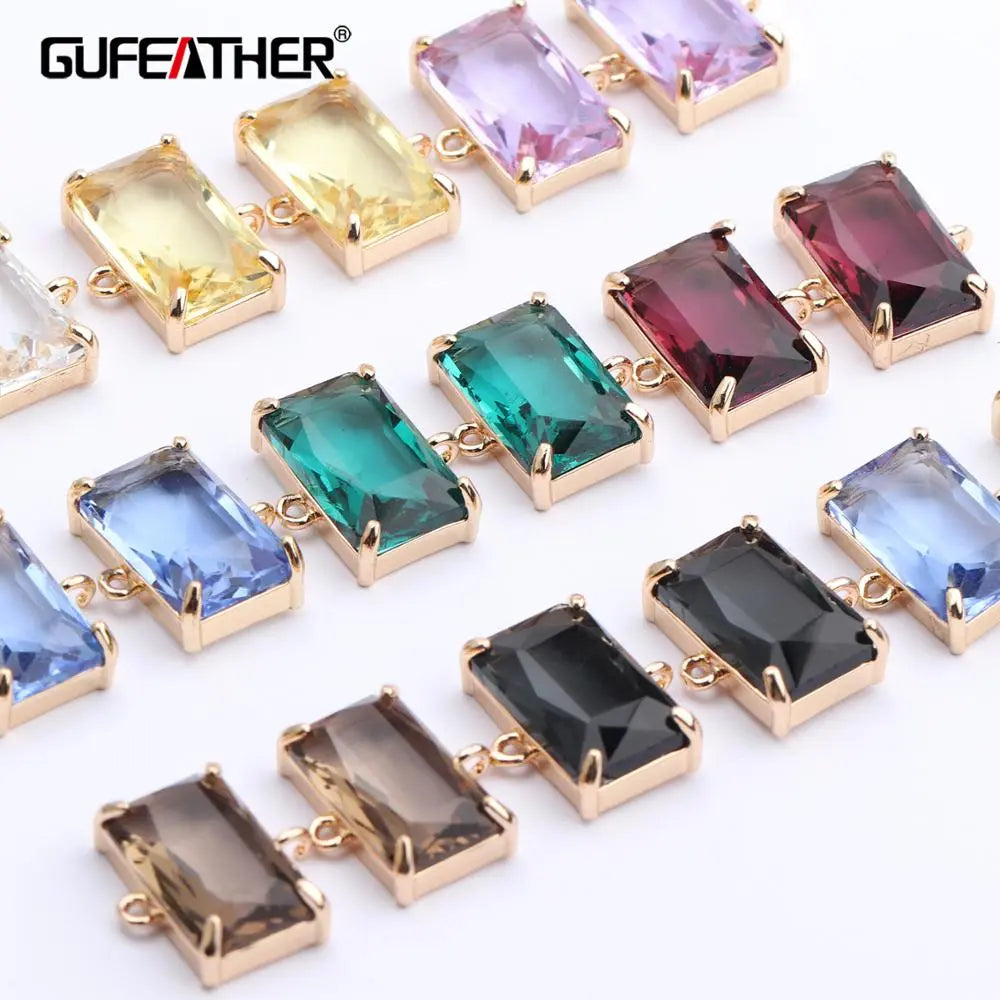 GUFEATHER M430, accesorios de joyería, colgante de cristal, cobre, hallazgos de joyería, hechos a mano, dijes, colgantes de pendientes diy, 10 unids/lote 