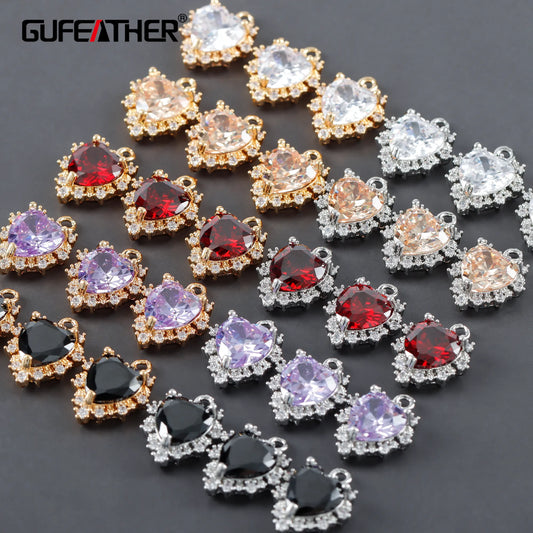 GUFEATHER M1085, accessoires de bijoux, pass REACH, sans nickel, plaqué rhodium or 18 carats, cuivre, pendentif en zircon, fabrication de bijoux, 6 pièces/lot 